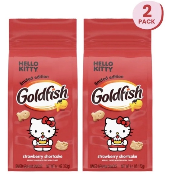 Pepperidge Farm Hello Kitty Strawberry Shortcake Limited Edition Goldfish 2 Bags - Picture 2 of 6